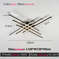 Black chandelier square bedroom lamps living room lamp led ceiling lamp Nordic minimalist creative led ceiling lamp strip lights