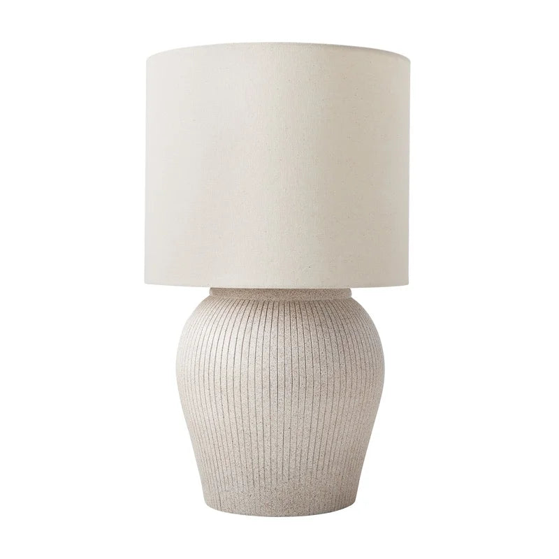 21 Inch Raw Sand Table Lamp with Shade Brighten Home Living Room Kitchen Nightstand Entryway Neutral Decor Lighting Touch