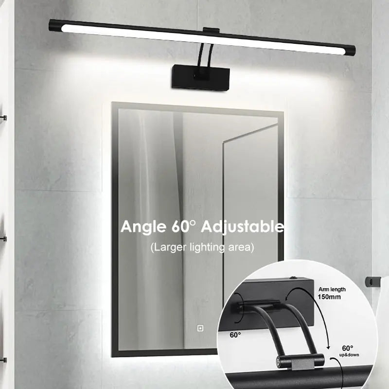 Black Rotatable LED Wall Lamps Dressing Table Make-up Mirror Front Lights Bathroom Corridor Picture Light AC85-265V Wall Sconce