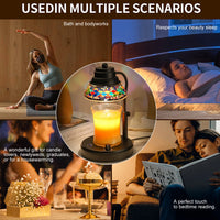 Colorful Candle Warmer Lamp With Timer and Dimmer Diamond Lampshape Wax Melting Lamp Adjustable Height Lattern Home Decor Gift