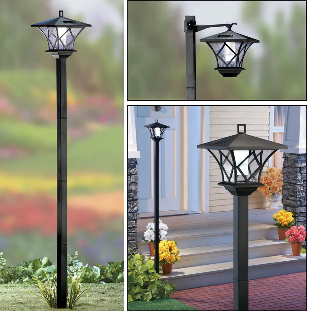 1.5m Solar Garden Light 2 in 1 Solar Lamp Post Light Decorative Floor Lamp for Backyard Porch for Front and Back Doors