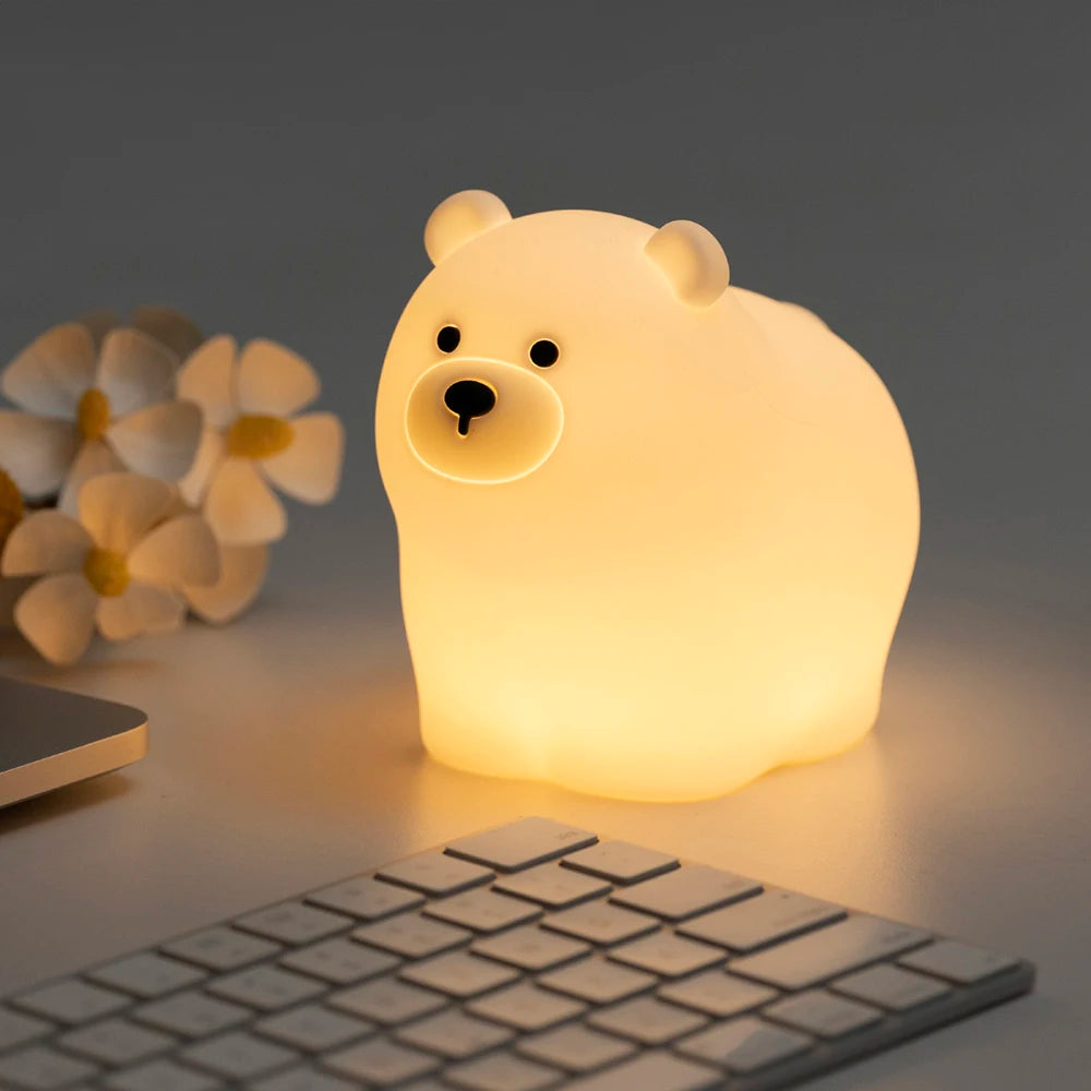 Cute Panda LED Night Lights Lion Silicone Sleeping Lamp USB Rechargeable Timing Bedside Baby Nightlights For Birthday Gift