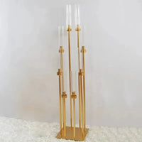 2/4/5/10pcs 8 Heads Metal Candelabra Candle Holders Road Lead Table Centerpiece Gold Candelabrum Stand Pillar Candlestick weddin