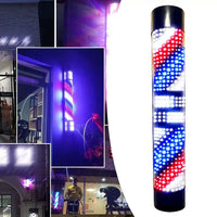 Barber Pole Salon Barber Pole Shop Sign Light LED Rotating Wall Light Waterproof Red & Blue & White Wall-mounted Pole Light