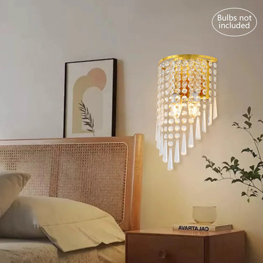 Crystal Wall Light Sconces Lighting Fixture Modern Semicircle Wall Mount Lamp