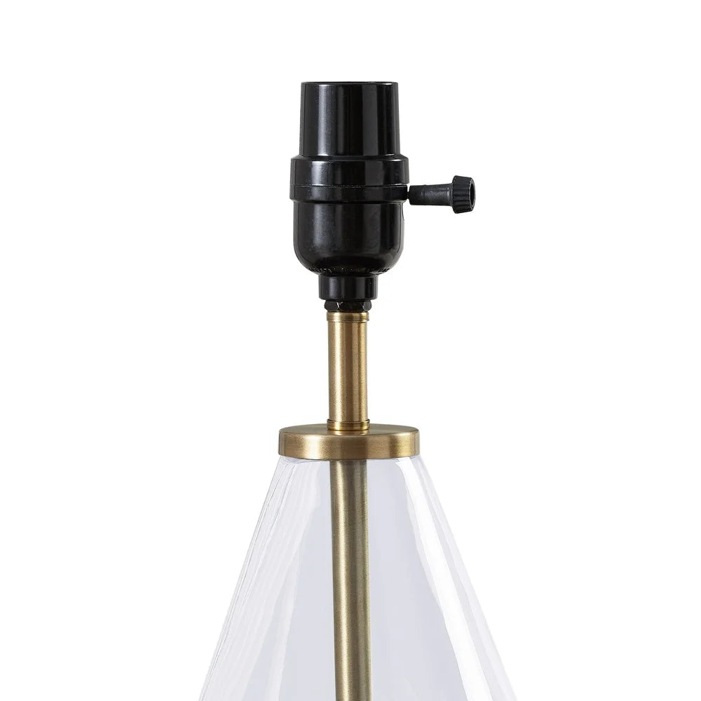 Brass Base Glass Table Lamp 18in Energy Efficient 2way Light Switch Ideal Living Room Bedroom Office 5ft Power Cord