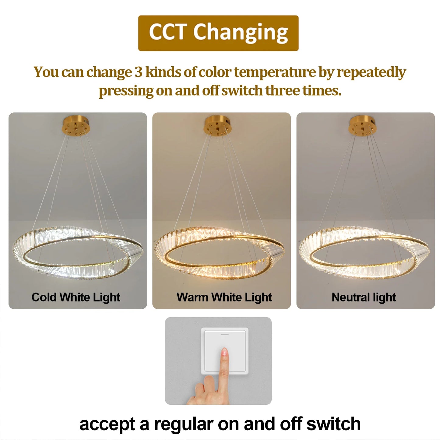Crystal Circle Pendant Light Modern Indoor Lighting Ceiling Chandeiler Lamp Living Room LED Tricolored Hanging Lamps Luxury Flus