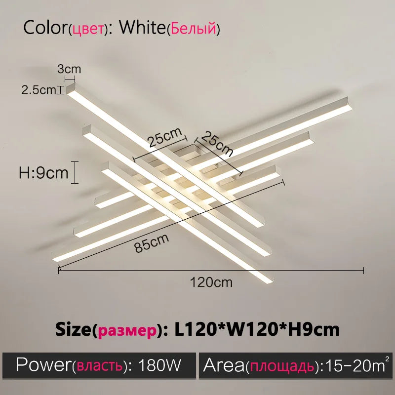 Black chandelier square bedroom lamps living room lamp led ceiling lamp Nordic minimalist creative led ceiling lamp strip lights