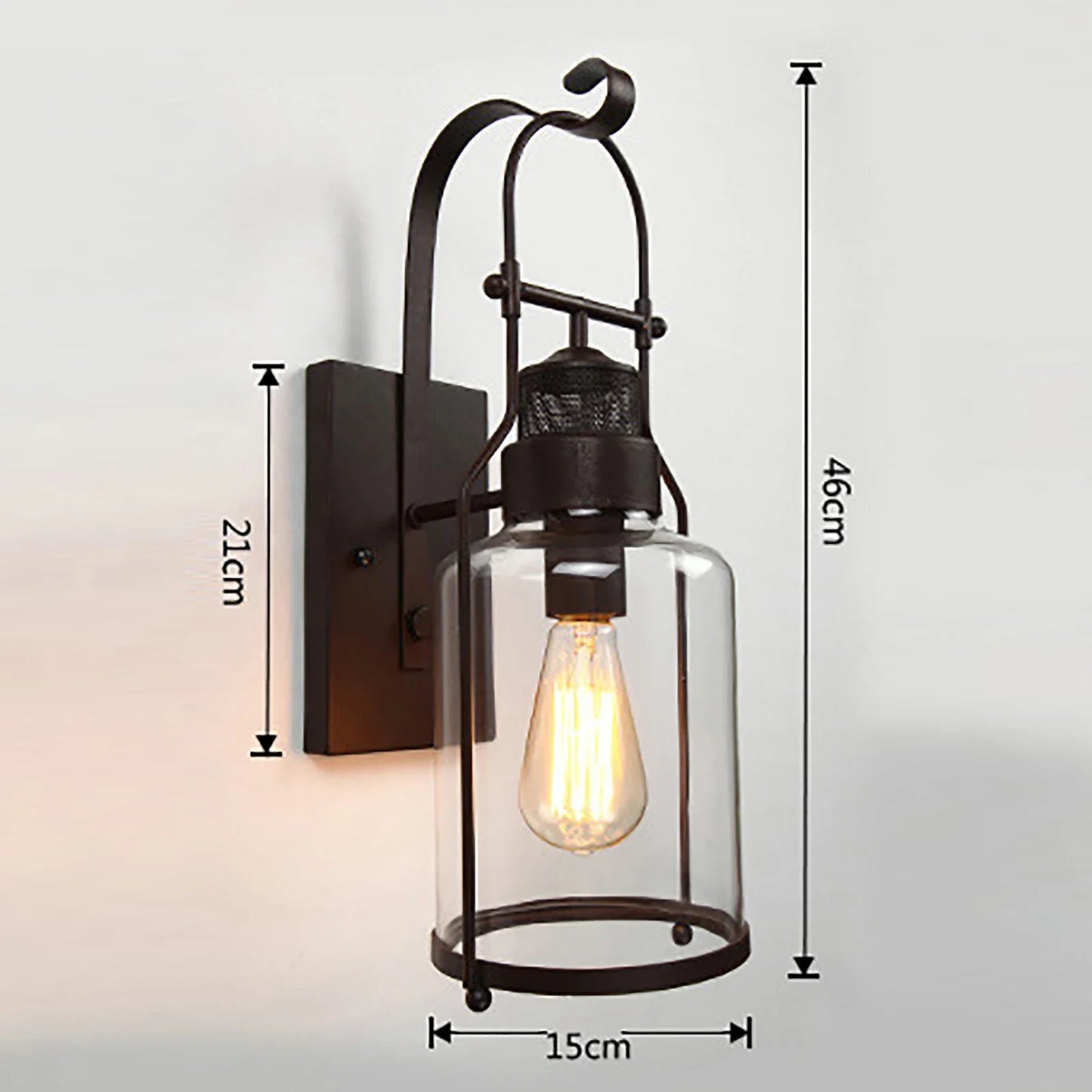 110-220V ‎Indoor Rustic Light Fixtures,Retro Vintage Industrial Wall Lantern, Farmhouse Wall Lamp with Clear Lampshade
