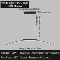 Contemporary Dining Room Pendant Light Sleek LED Arc Hanging Lamp Adjustable Brightness Energy Efficient Ideal for Kitchen Resta