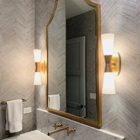 Bedroom White Glass Lampshade Wall Light Fixtures Art Gallery E14 Daily Indoor Wall Sconce Living Room Hallway Golden Wall Lamp