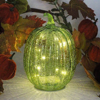 Crackle Glass Pumpkin Light with Timer Battery Operated LED Pumpkin Lamp for Fall Decorations Ideal for Halloween Thanksgiving