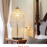 19" Elegant Crystal Table Lamp - Vintage Waterfall Design with Teardrop Grape Crystal Beads and Marble Base for Living Room,
