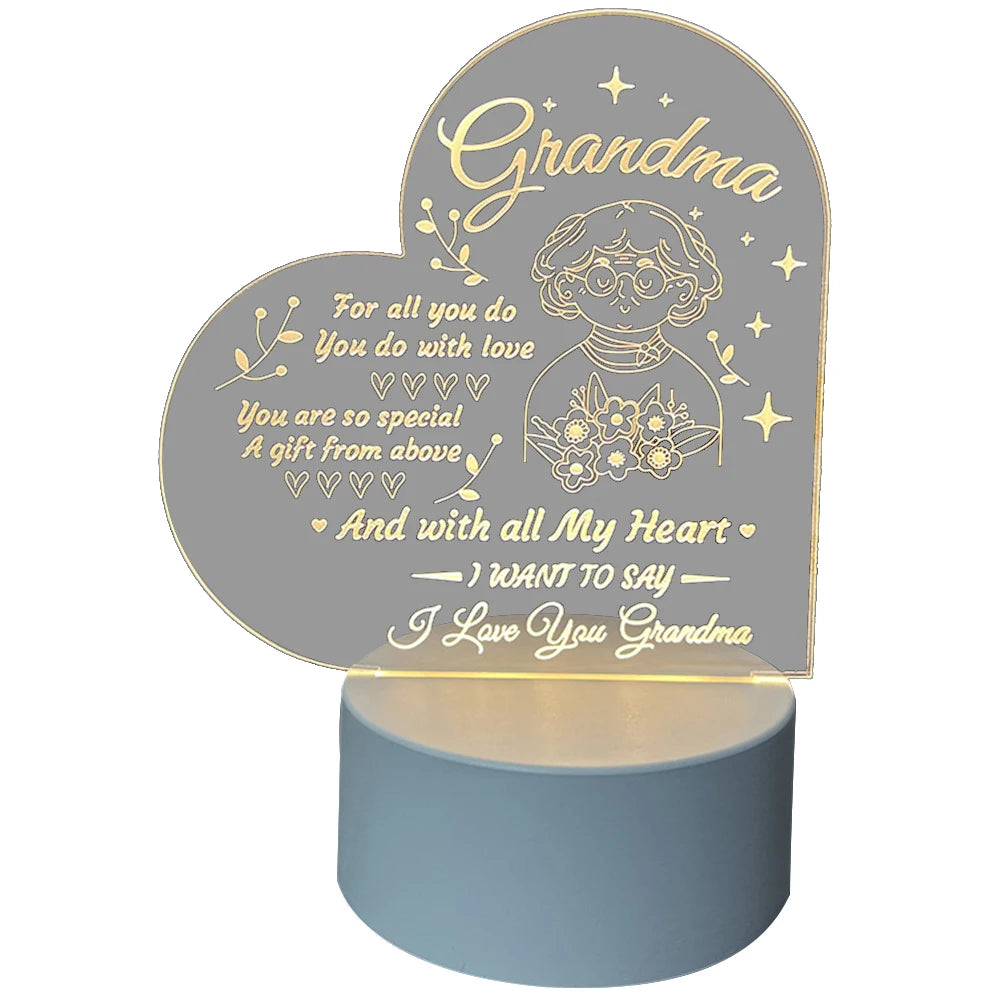 Acrylic Night Light Inspirational LED Light Mother Day Gifts for Mom Personalised Presents for Sister Best Friend Birthday Gifts