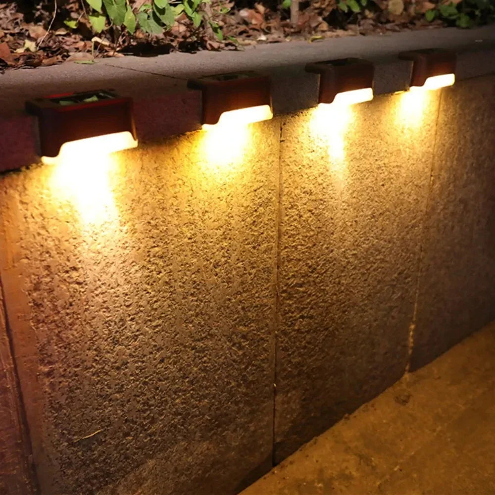 4/16Pack LED Solar Stair Light Lamp Waterproof Passage Courtyard Guardrail Step Night Light for Outdoor Garden Borders Terrace