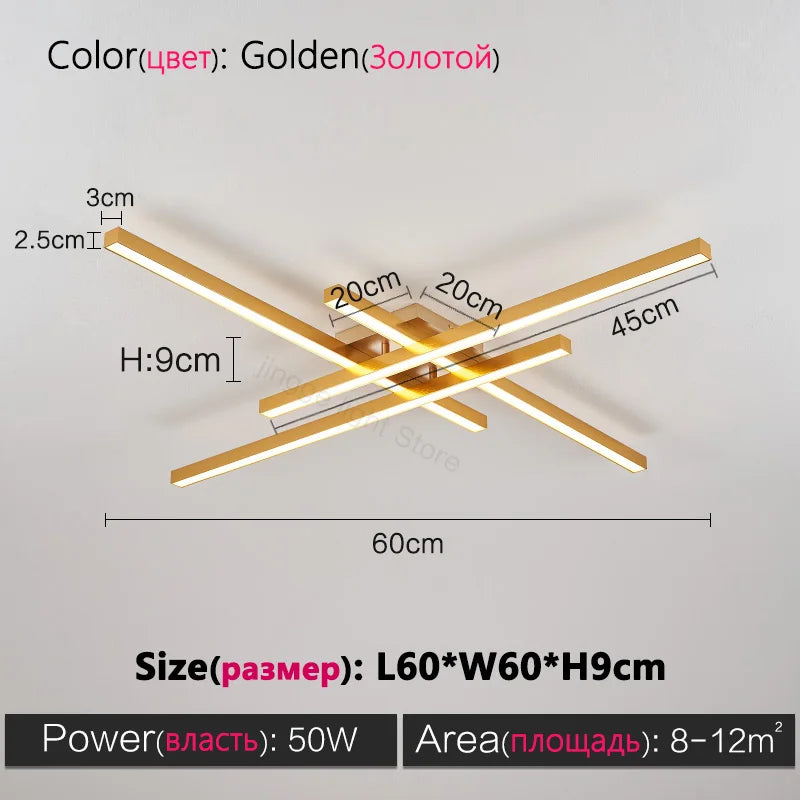 Black chandelier square bedroom lamps living room lamp led ceiling lamp Nordic minimalist creative led ceiling lamp strip lights