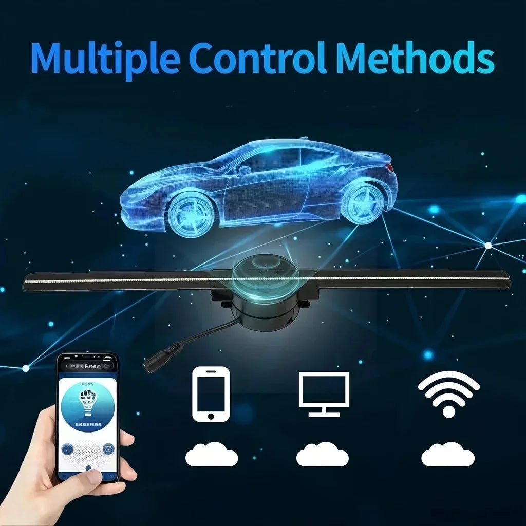 3D Holographic Fan, 52 cm 3D Holographic Projector HD LED Advertising Display with Remote Control, suitable for bars, Halloween