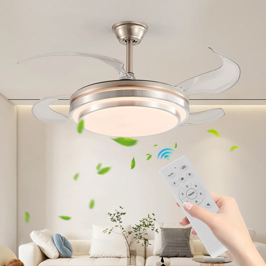 42 Inch 3 Layer Design Modern LED Ceiling Fan with Light and Remote Control,Retractable Blades,Adjustable Speed,Silent Operation