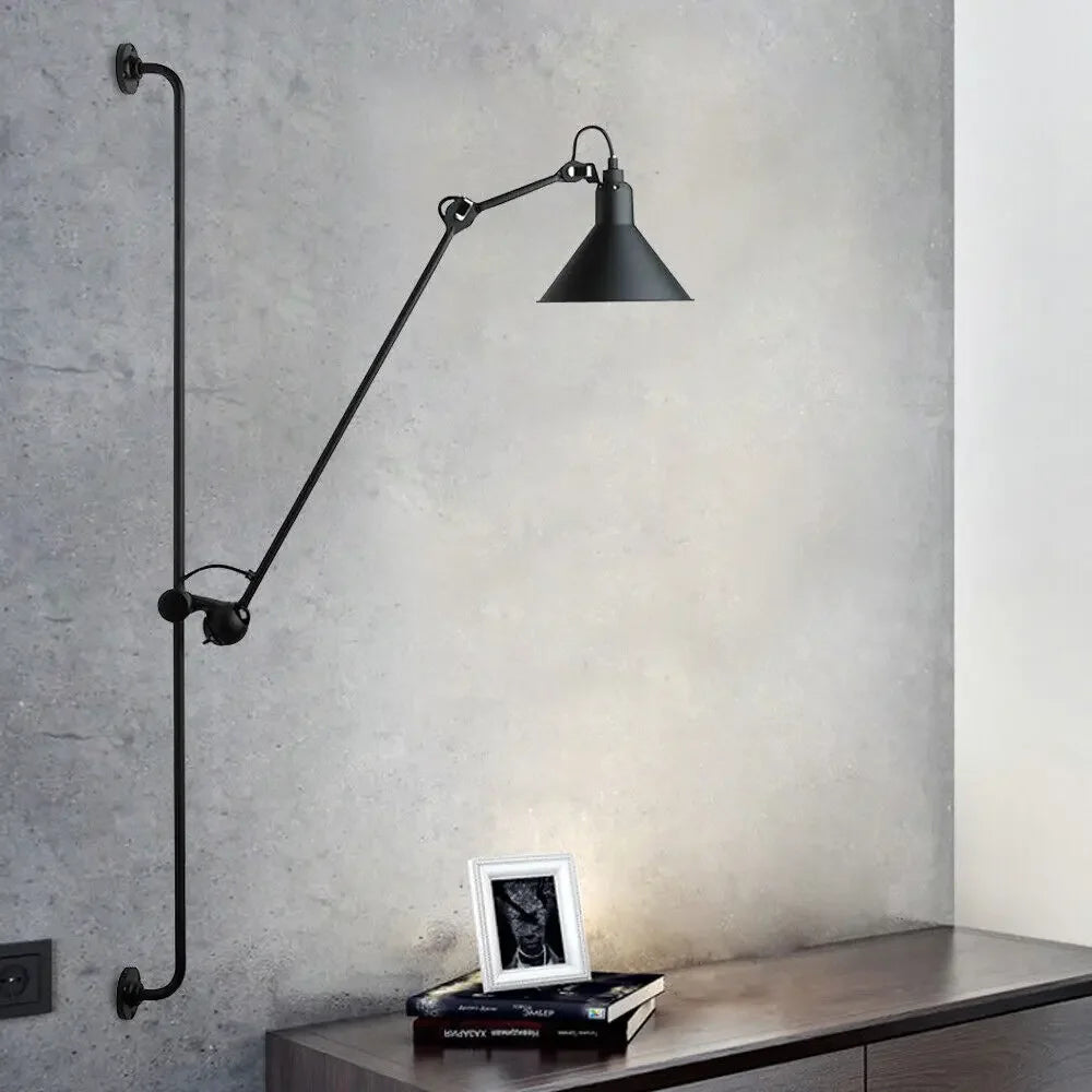 360 Rotating Wall Sconce Lamp - Versatile Bedroom Lighting Fixture with Long Arm
