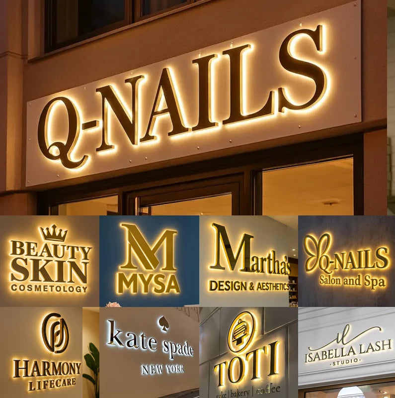 Custom Business Sign Large Illuminated Logo Metal 3D LED Letter Durable LED Backlit Signage Name Outdoor Shop Door Head