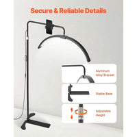 Dimmable Floor Lamp for Estheticians 26inch Adjustable Arched Design Beauty Lash Light