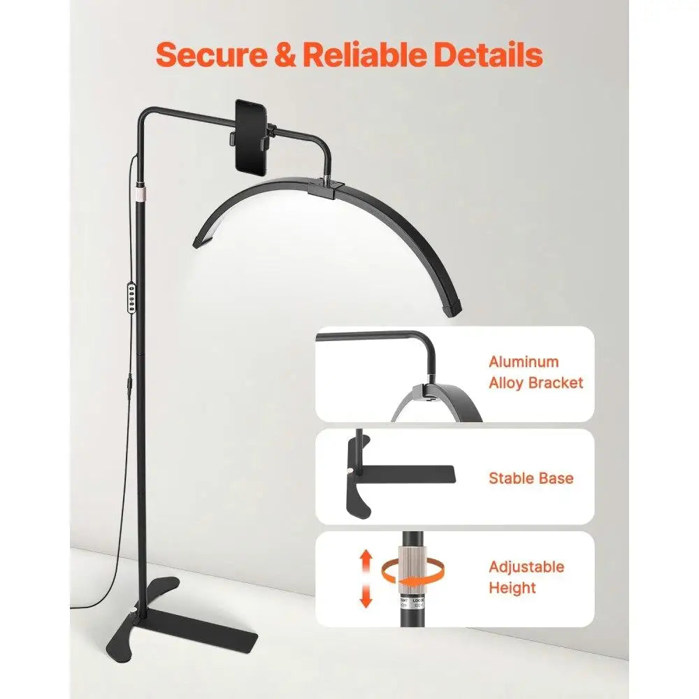 Dimmable Floor Lamp for Estheticians 26inch Adjustable Arched Design Beauty Lash Light