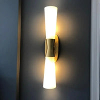 Bedroom White Glass Lampshade Wall Light Fixtures Art Gallery E14 Daily Indoor Wall Sconce Living Room Hallway Golden Wall Lamp