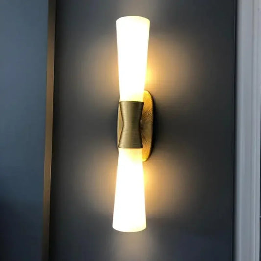 Bedroom White Glass Lampshade Wall Light Fixtures Art Gallery E14 Daily Indoor Wall Sconce Living Room Hallway Golden Wall Lamp
