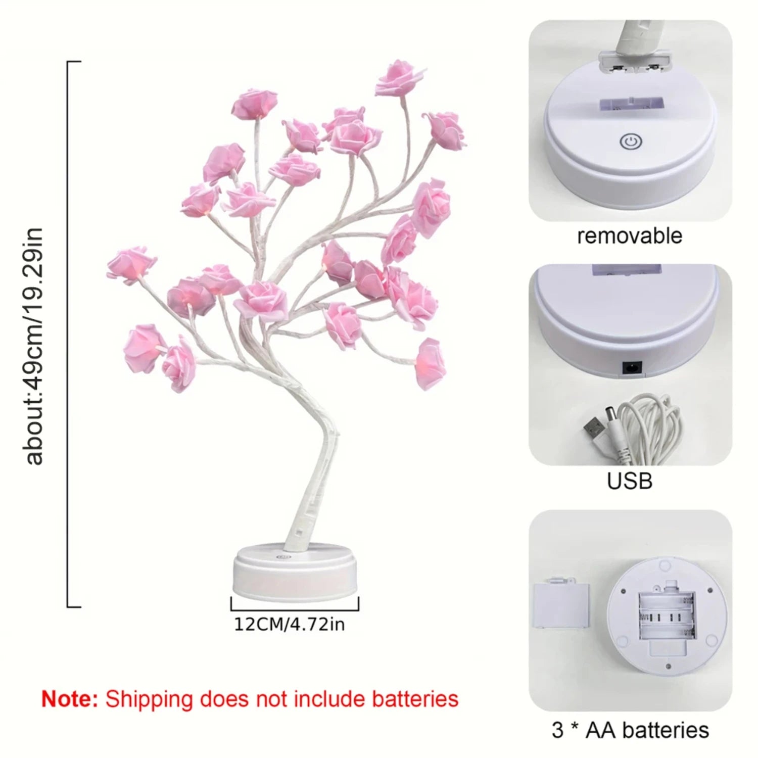 30 LED USB Rose Desk Lamp, Tree Lamp, Bedside Night Lamp, Birthday, Mother's Day Gift, Gift  Girlfriend