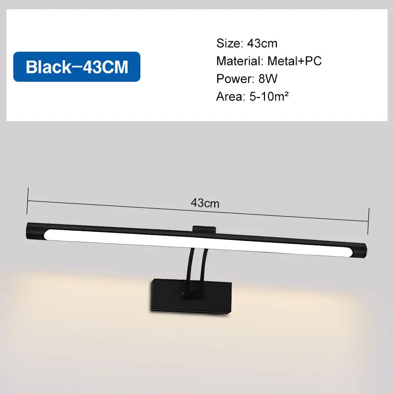 Black Rotatable LED Wall Lamps Dressing Table Make-up Mirror Front Lights Bathroom Corridor Picture Light AC85-265V Wall Sconce