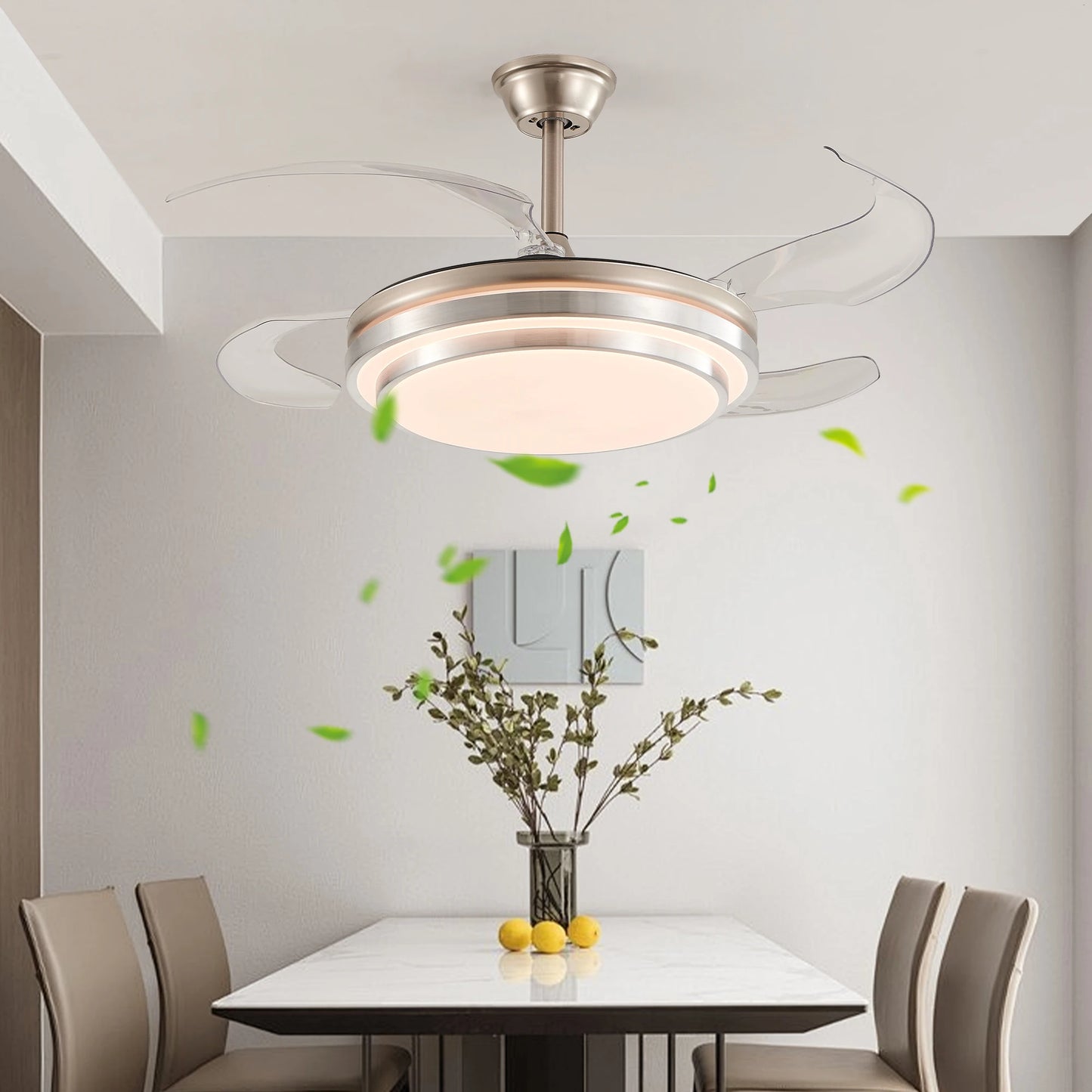 42 Inch 3 Layer Design Modern LED Ceiling Fan with Light and Remote Control,Retractable Blades,Adjustable Speed,Silent Operation