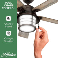 54" Ceiling Fan with Bright LED Lights, Reversible Motor, Indoor/Outdoor Use, 54" D x 54" W x 10.07" H