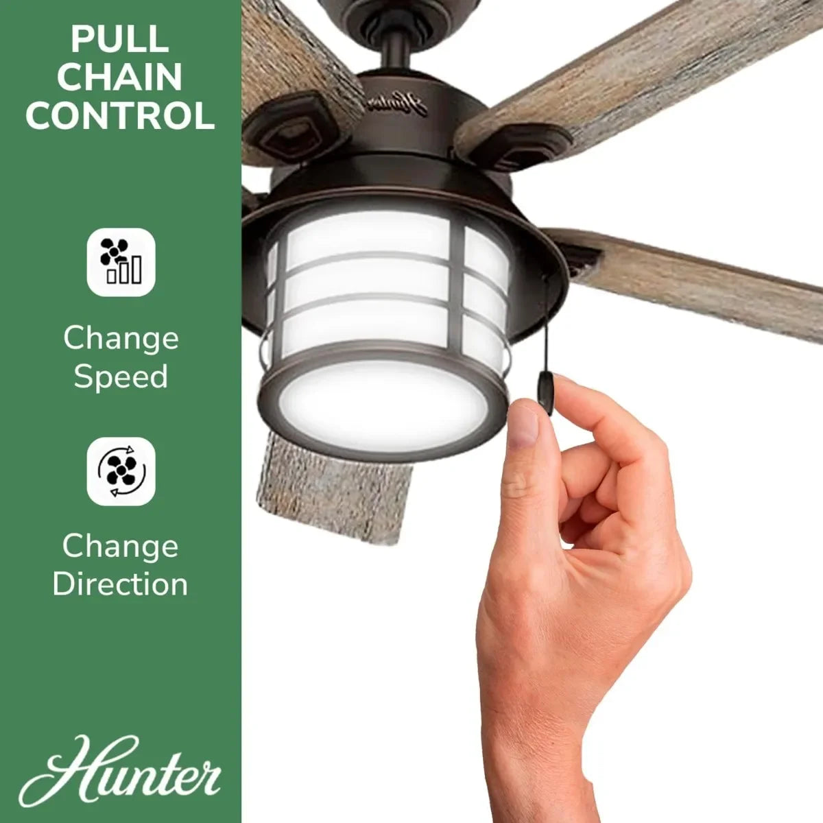 54" Ceiling Fan with Bright LED Lights, Reversible Motor, Indoor/Outdoor Use, 54" D x 54" W x 10.07" H