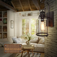 110-220V ‎Indoor Rustic Light Fixtures,Retro Vintage Industrial Wall Lantern, Farmhouse Wall Lamp with Clear Lampshade