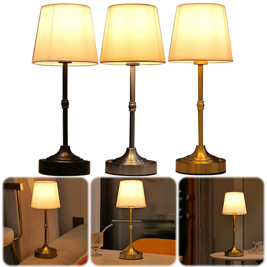 Dimmable Table Lamp Decorative Reading Light USB Rechargeable Metal Bedside Lamp Vintage Atmosphere Light for Bedroom Study Room