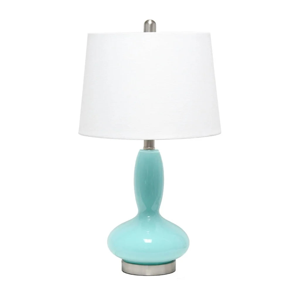 Contemporary Glass Table Lamp with Fabric Shade E26 Base Living Room Bedroom Office Decoration Tapered Shade Design