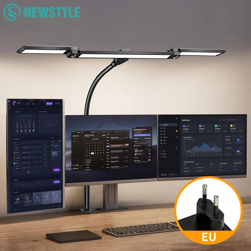 16W LED Desk Lamp for Office Eye-Caring Desk Light with Stepless Dimming Adjustable Flexible Gooseneck 3 Head Foldable Desk Lamp