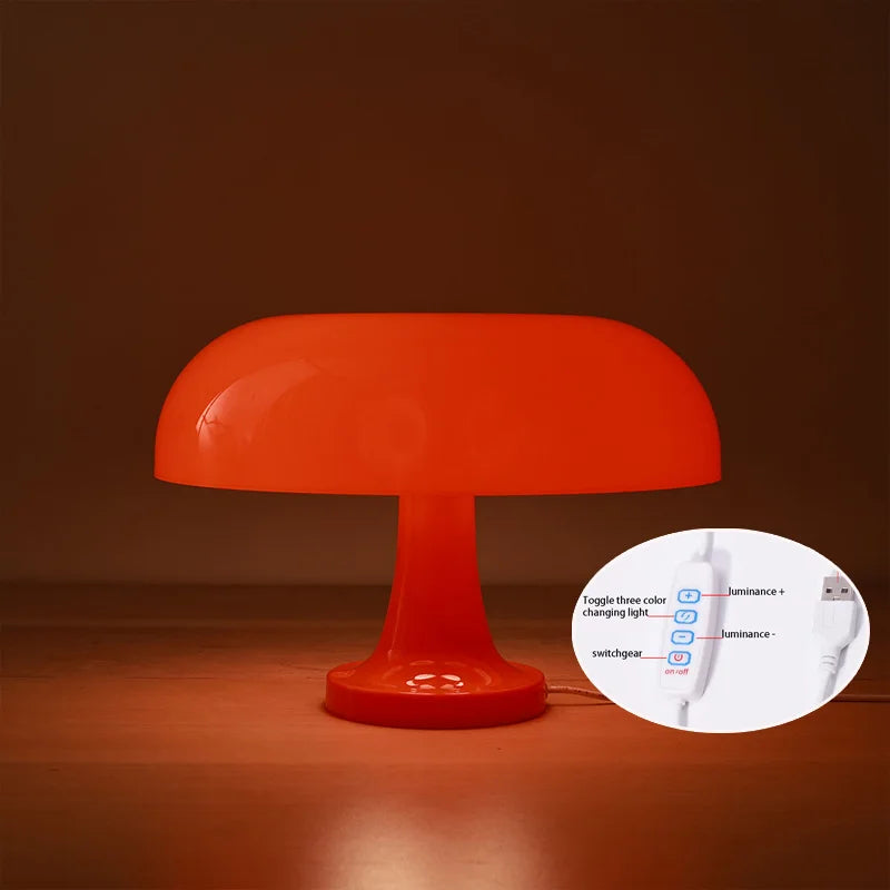 Classic Mushroom Desk Lamp Bedroom Bedside Lamp Danish Designer Orange Decorative Table Lamp Modern Bauhaus Art Table Lamp