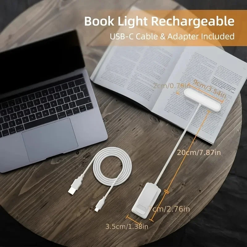 1 pcs USB Rechargeable Book Light 3 Color Adjustable LED Reading Lamp with Clamp Eye-Care Night Light for Bed, Study Desk