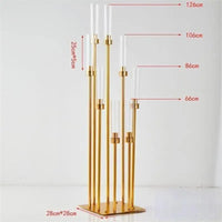 2/4/5/10pcs 8 Heads Metal Candelabra Candle Holders Road Lead Table Centerpiece Gold Candelabrum Stand Pillar Candlestick weddin
