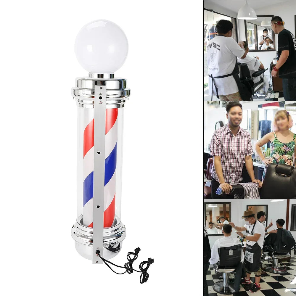 Barber Shop Pole Rotating Light Hair Salon Red/Blue/ White LED Stripes Sign Lamp