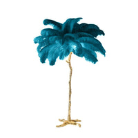 Modern Ostrich Feather Led Floor Lamp Copper Resin Living Room Home Decor Indoor Lighting Bedroom Bedside Standing Table Light