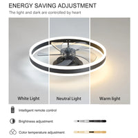 ARLGSITE Low Profile Ceiling Fans with Lights and Remote, Fandelier Ceiling Fan Flush Mount，Black Modern Smart Ceiling Fans