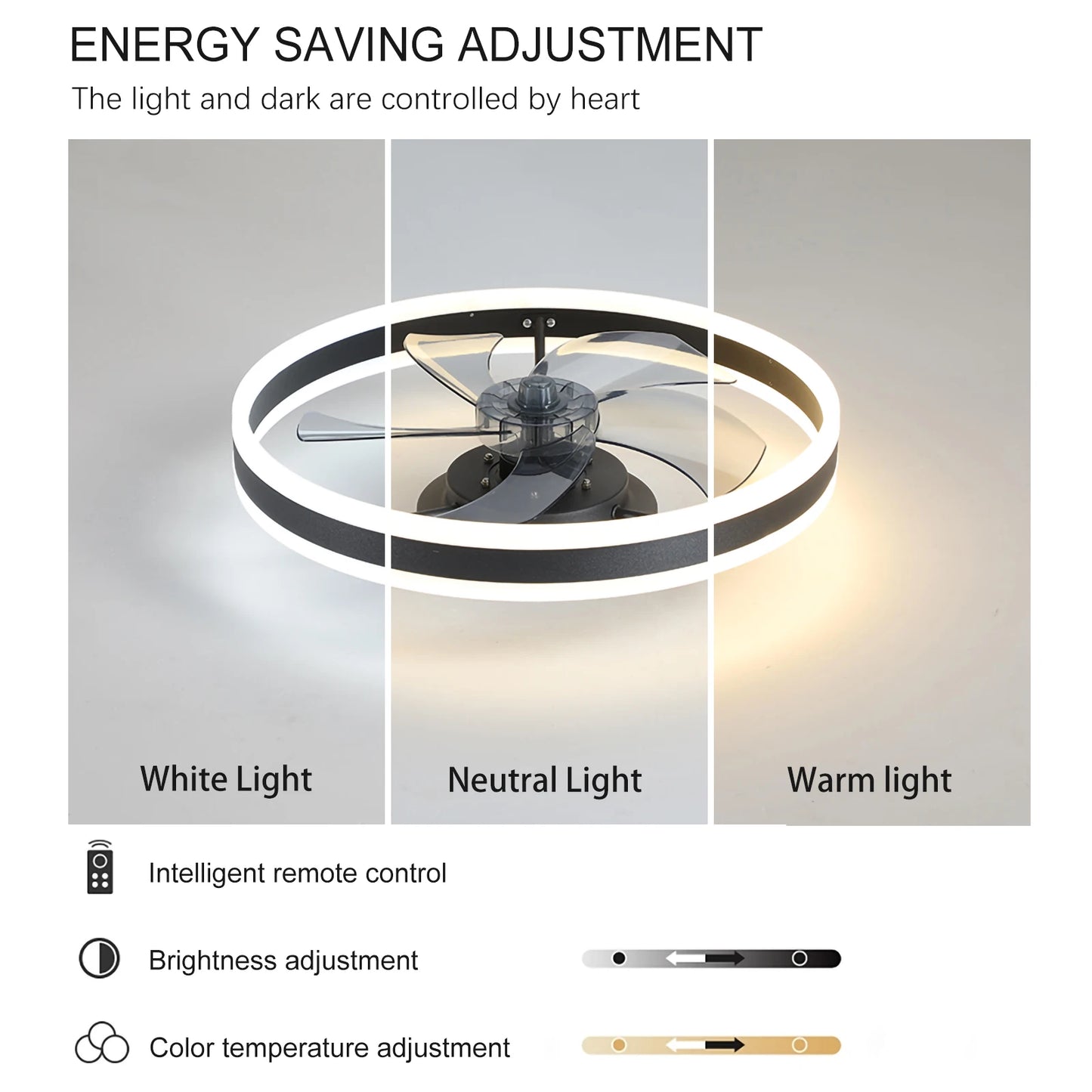 ARLGSITE Low Profile Ceiling Fans with Lights and Remote, Fandelier Ceiling Fan Flush Mount，Black Modern Smart Ceiling Fans