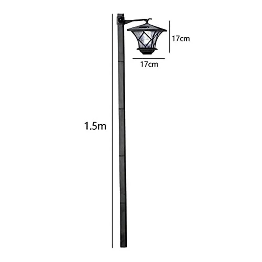 1.5m Outdoor Pillar Lamp 2 in 1 Solar Lamp Post Light Solar Floor Lamp Decorative Floor Lamp for Front and Back Doors