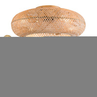 50cm/20'' Farmhouse Boho Rattan Woven Bamboo Ceiling Fan 110V With Light & Remote Control