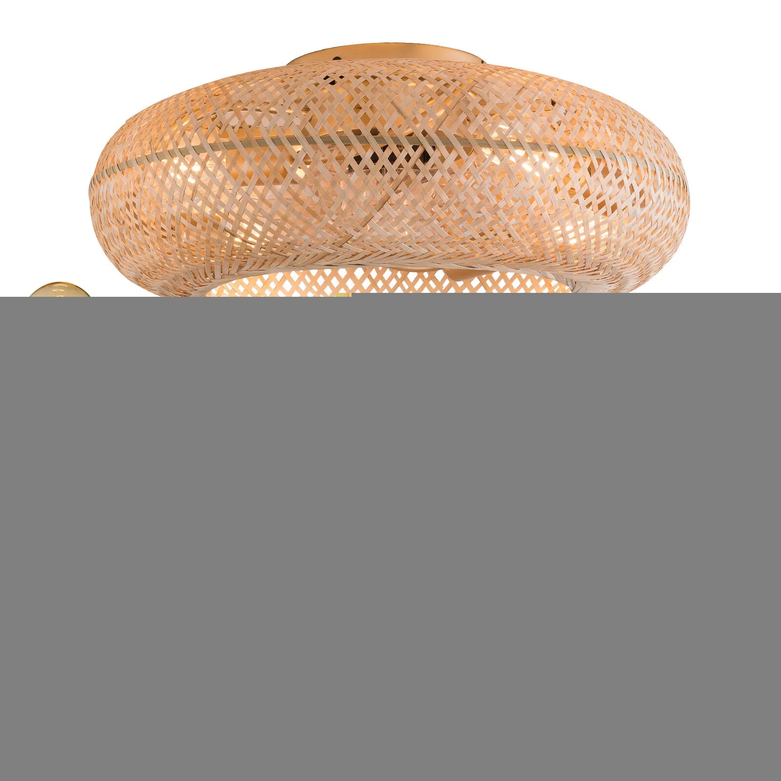 50cm/20'' Farmhouse Boho Rattan Woven Bamboo Ceiling Fan 110V With Light & Remote Control