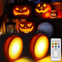 2 Pack LED Pumpkin Lights,Small Orange Flickering Tea Lights, for Halloween, Fall Festival Decorations