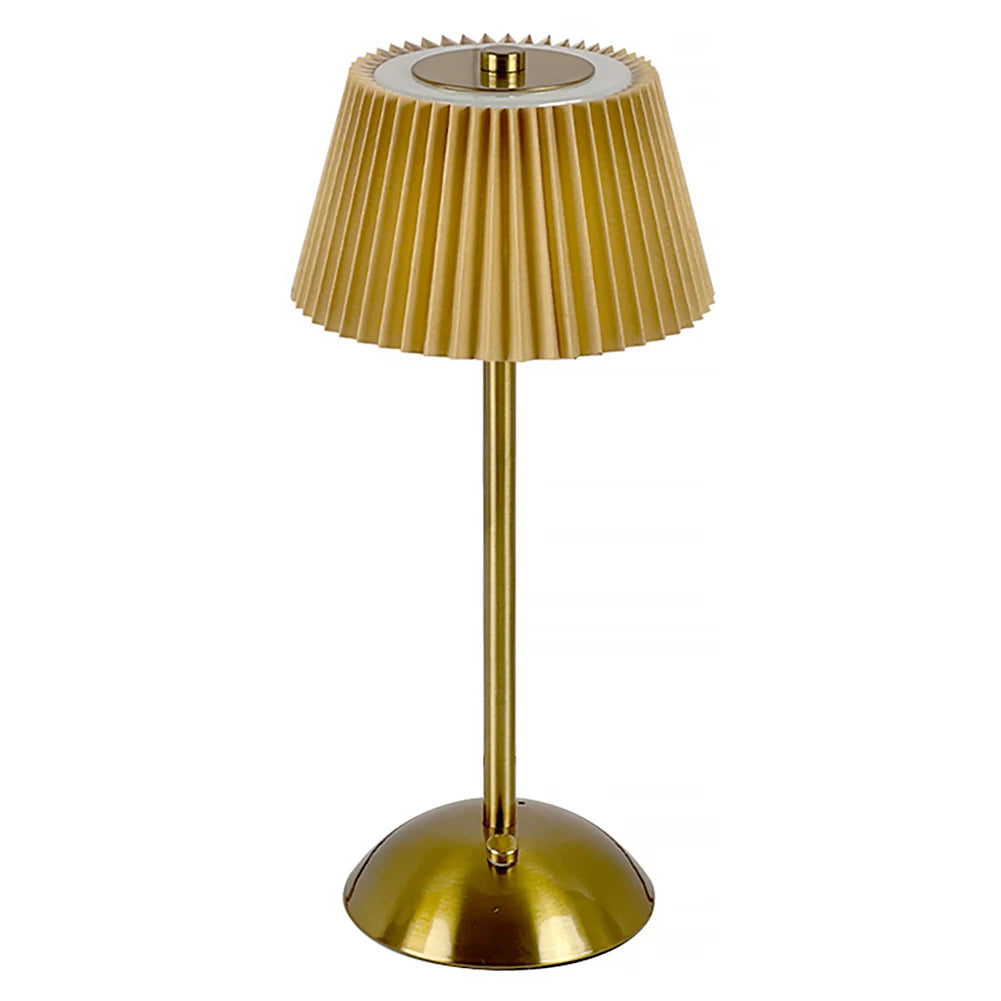 Cordless Table Lamp Small Night Light Touch Control Wireless Bedside Lamp with Pleated Lampshade for Restaurant Bar Coffee Shop