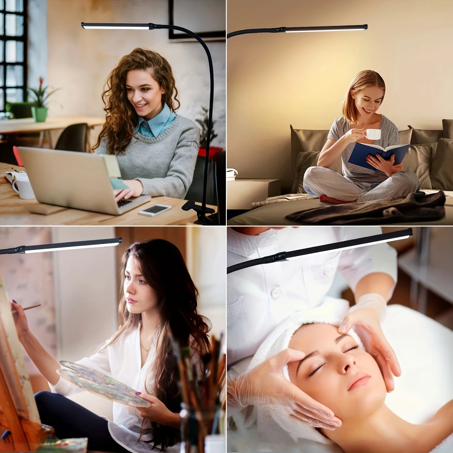 10W LED Desk Lamp with Clamp Dimmable Clip On Reading Light 10 Brightness Level 3 Lighting Modes Flexible Study Table Lamp USB